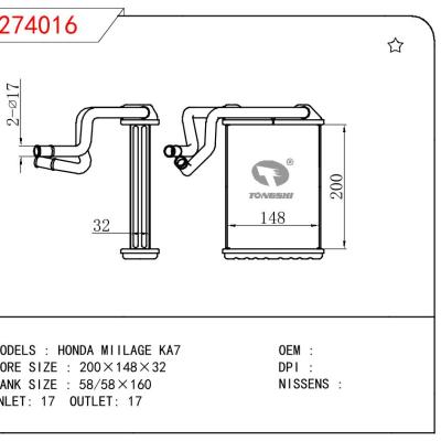 適用于HONDA HONDA MIILAGE KA7