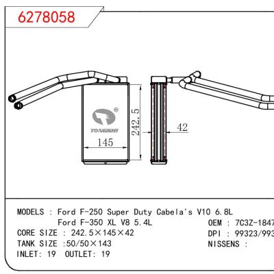 適用于FORD Ford F-250 Super Duty Cabela's V10 6.8L/Ford F-350 XL V8 5.4L OEM:7C3Z18476A