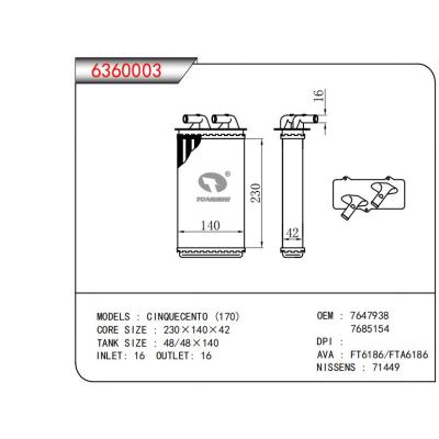  適用于CINQUECENTO (170) OEM:7647938,7685154