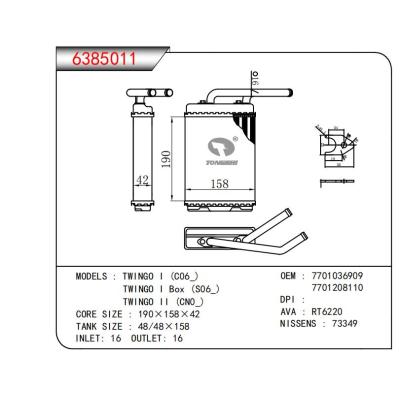  適用于TWINGO I (C06)TWINGO I Box (S06 )TWINGO II (CNO) OEM:7701036909,7701208110