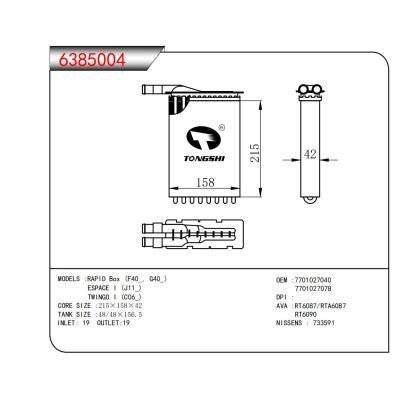 ?適用于RAPID Box (F40_, G40_)  ESPACE I (J11_)   TWINGO I (C06_)暖風