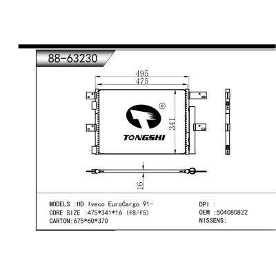 適用于 HD 依維柯Iveco EuroCargo 91-  冷凝器